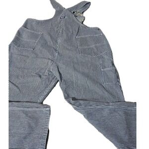 Vintage Big Smith Mens Bib Overalls Size 50x29 Blue White Stripe Cotton Painter